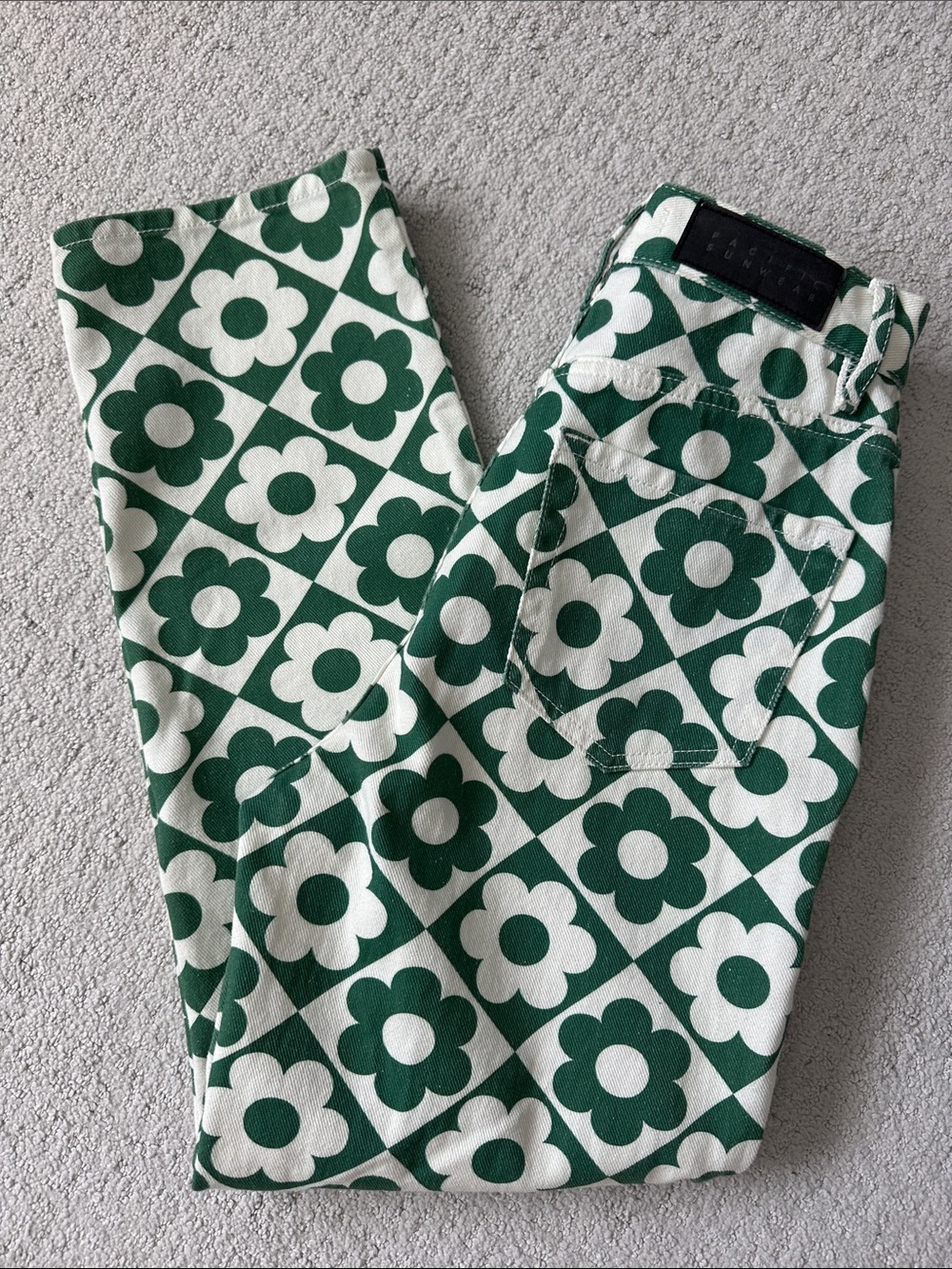 PacSun Green and White Floral Straight-Leg Pants